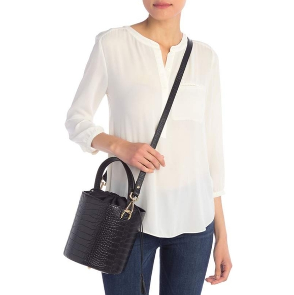 Persaman N.Y. Croc-Embossed Leather Bucket Bag - Picture 3 of 4